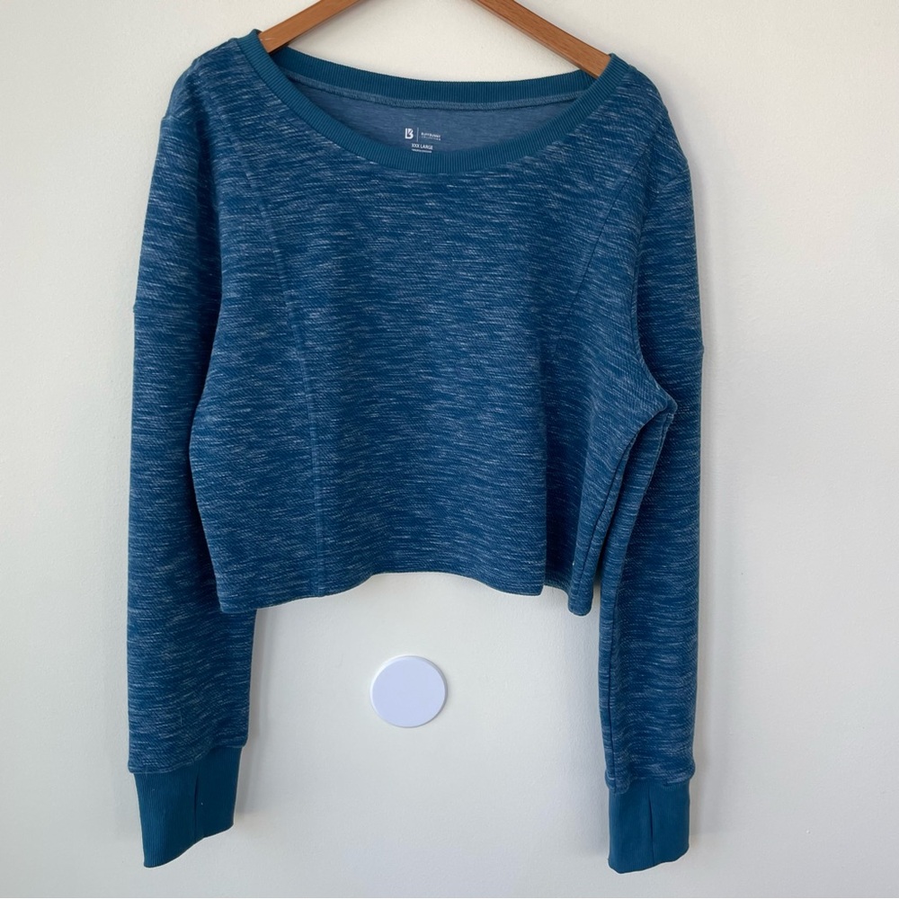 BuffBunny Collection Goal Digger Long Sleeve Crop Spacedye Heather Blue 3X XXXL - Picture 2 of 8